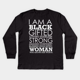 I Am Black Strong Black History Month Kids Long Sleeve T-Shirt